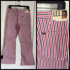 deadstock red white and blue striped Lee bellbottom jeans NOS NWT